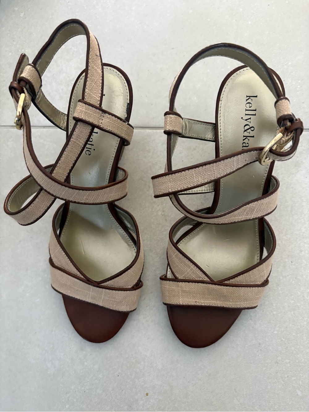Kelly & Katie Tan and Brown Strappy Heel Sandals in Size 8